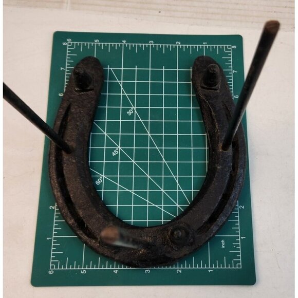 Horseshoe Metal Hat Hanger, Tool Holder Workhorse size shoe With Rustic Western - Picture 4 of 6
